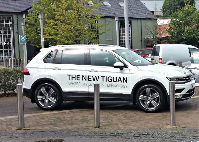 The New Tiguan is in the Linen Green
